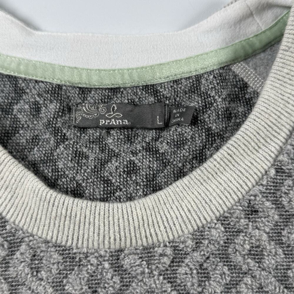 prAna Aya Sweater Gray Gravel Cable Knit Button Sleeve Women’s Large - Picture 5 of 6